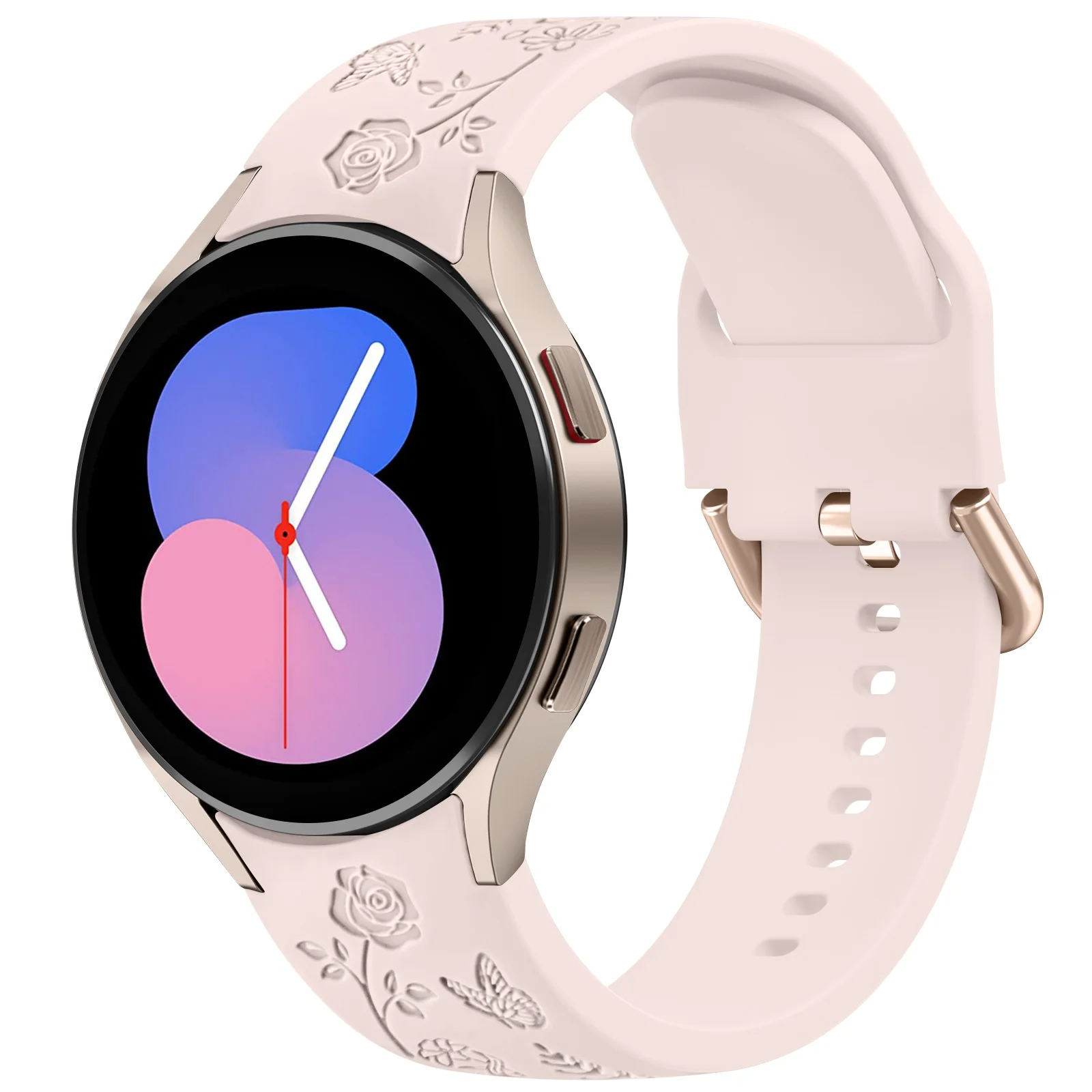 20มม. สายนาฬิกาแกะสลักลายดอกไม้สำหรับ Samsung Galaxy WATCH 6/5/4 40mm/44mm 5Pro 45mm 6 4 CLASSIC 43mm/47mm 42mm/46mm