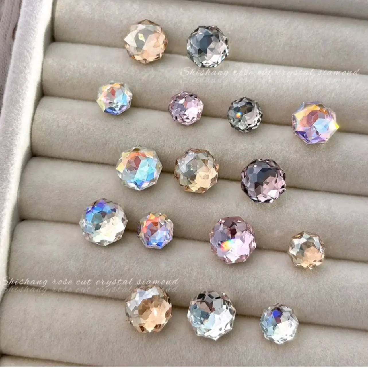 YYM 10PCS Star Diamond Flower Nail Rhinestones White Champagne Pink Flower Nail Art Glass Crystal Sparkling Manicure Ornaments