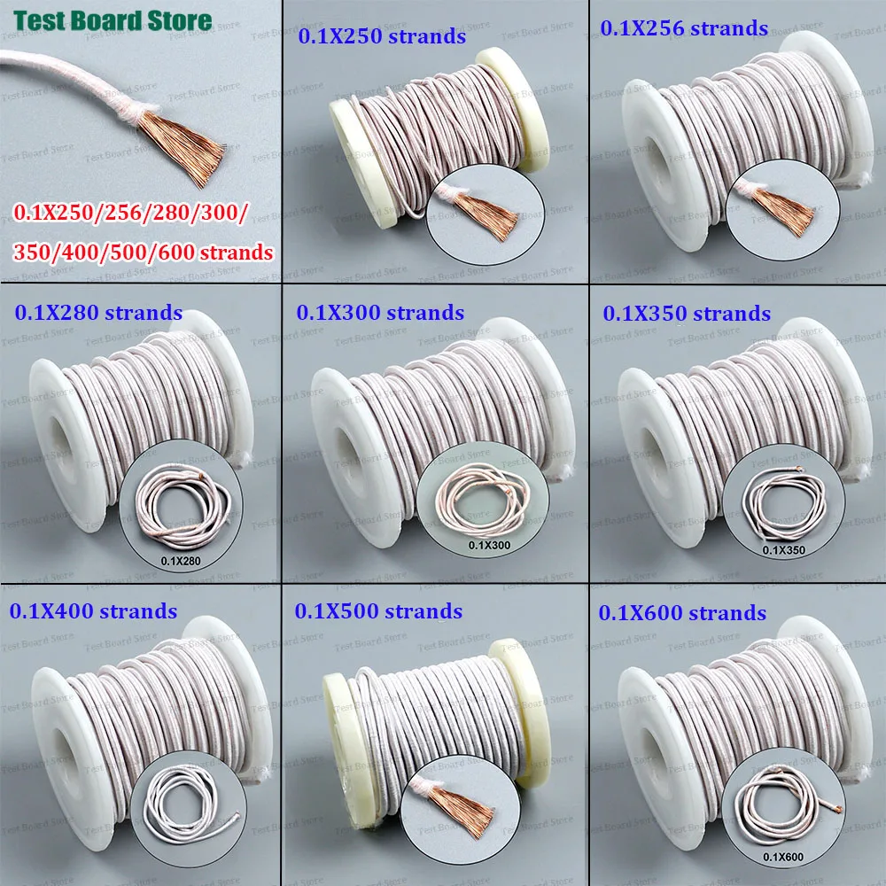 

1M/Lot 0.1X250/256/280/300/350/400/500/600 Strand Litz Wire 0.1mm Multi Stranded Polyester Silk Wrapped Copper Wire
