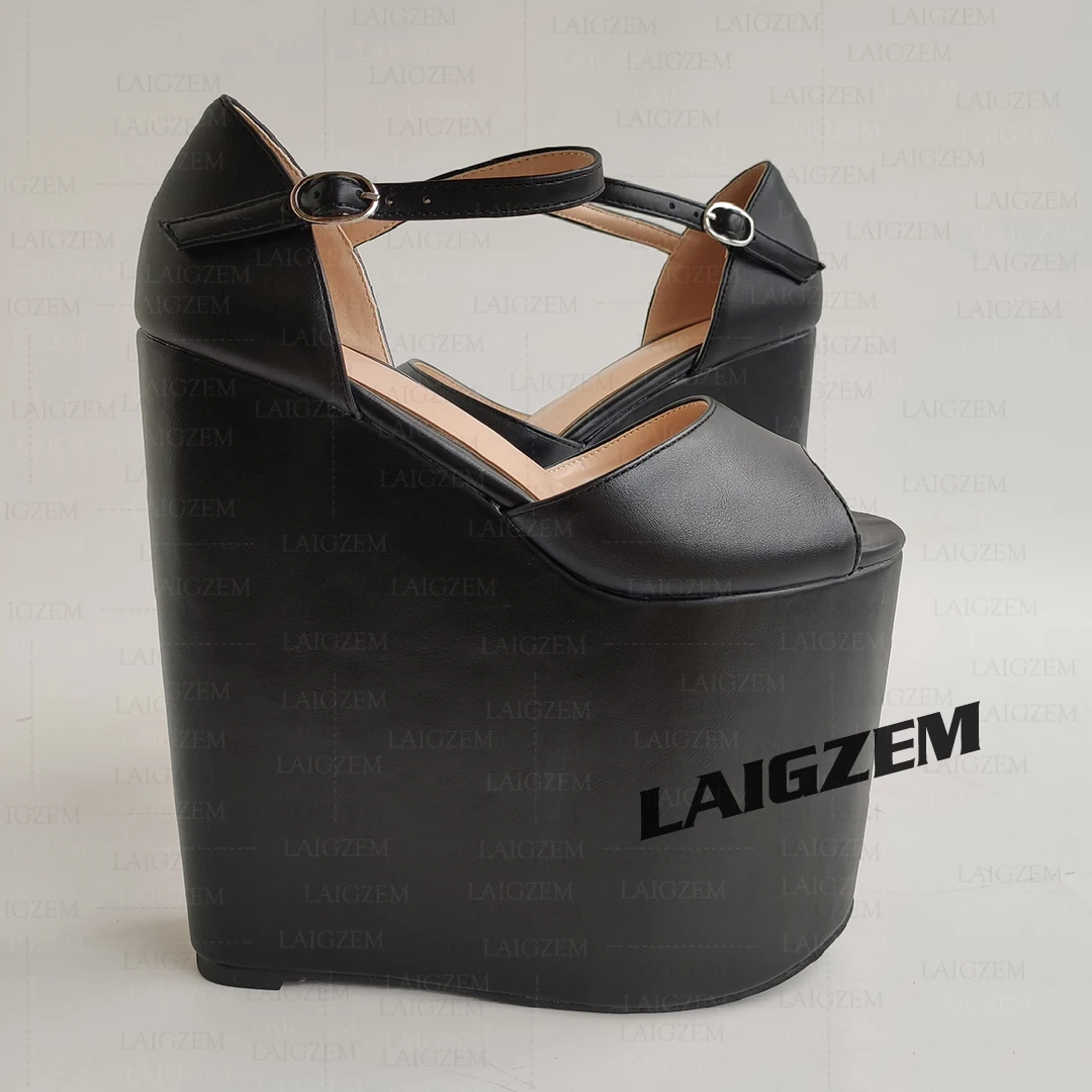 

BERZIMER Женские туфли-лодочки на платформе 14 см 20 см Сандалии на танкетке и высоком каблуке Женская обувь ручной работы Женский большой размер 39 41 42 45 47