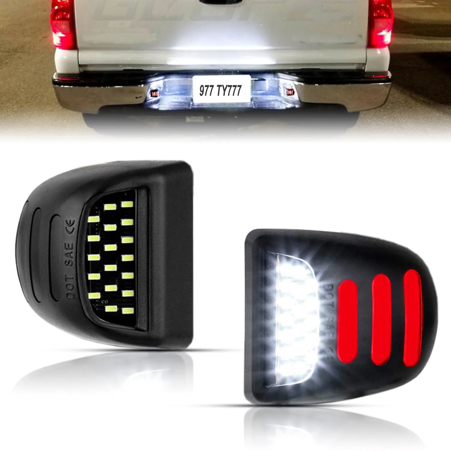 

Winetis 2X Red White LED License Plate Lights Number Tag Light Lamps For Chevy Silverado for GMC Sierra 1500 2500