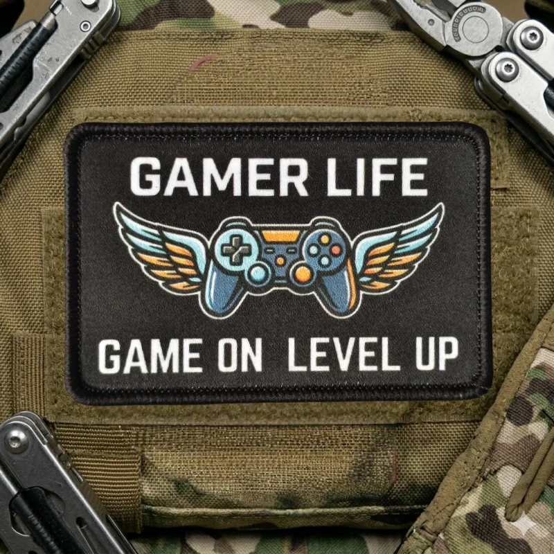 GAMER LIFE GAME ON LEVEL UP Print Patch Tactical Vest Hook&Loop Badge Backpack Decoration Stickers Armband Patches for Clothing