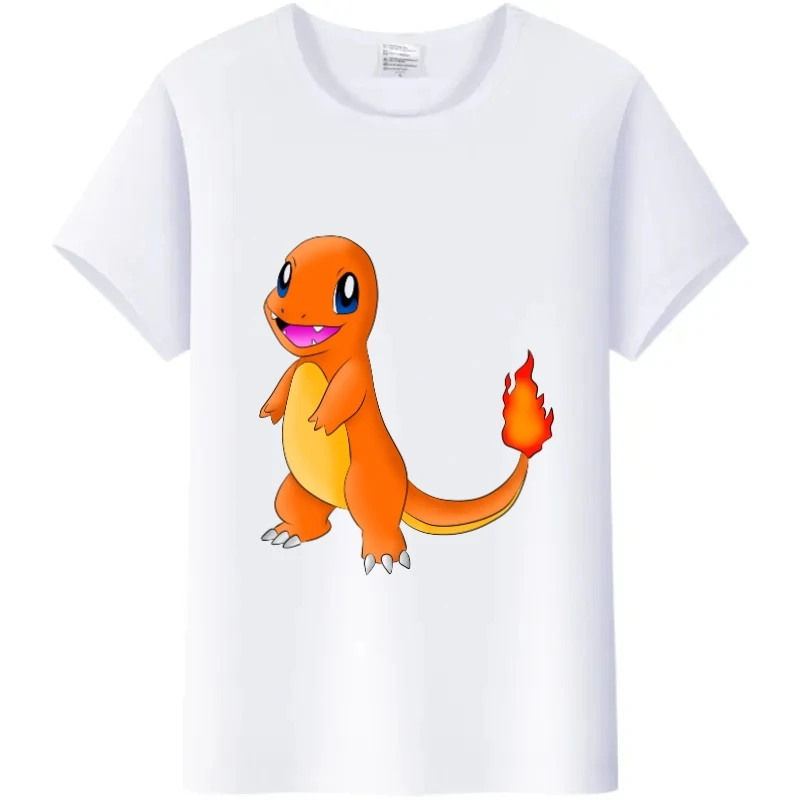Kaus Wanita Kaus Grafis Pokémon Anime Jepang Pakaian Musim Panas Kaus Putih Pria Wanita Atasan Besar Blus Lengan Pendek Y2K