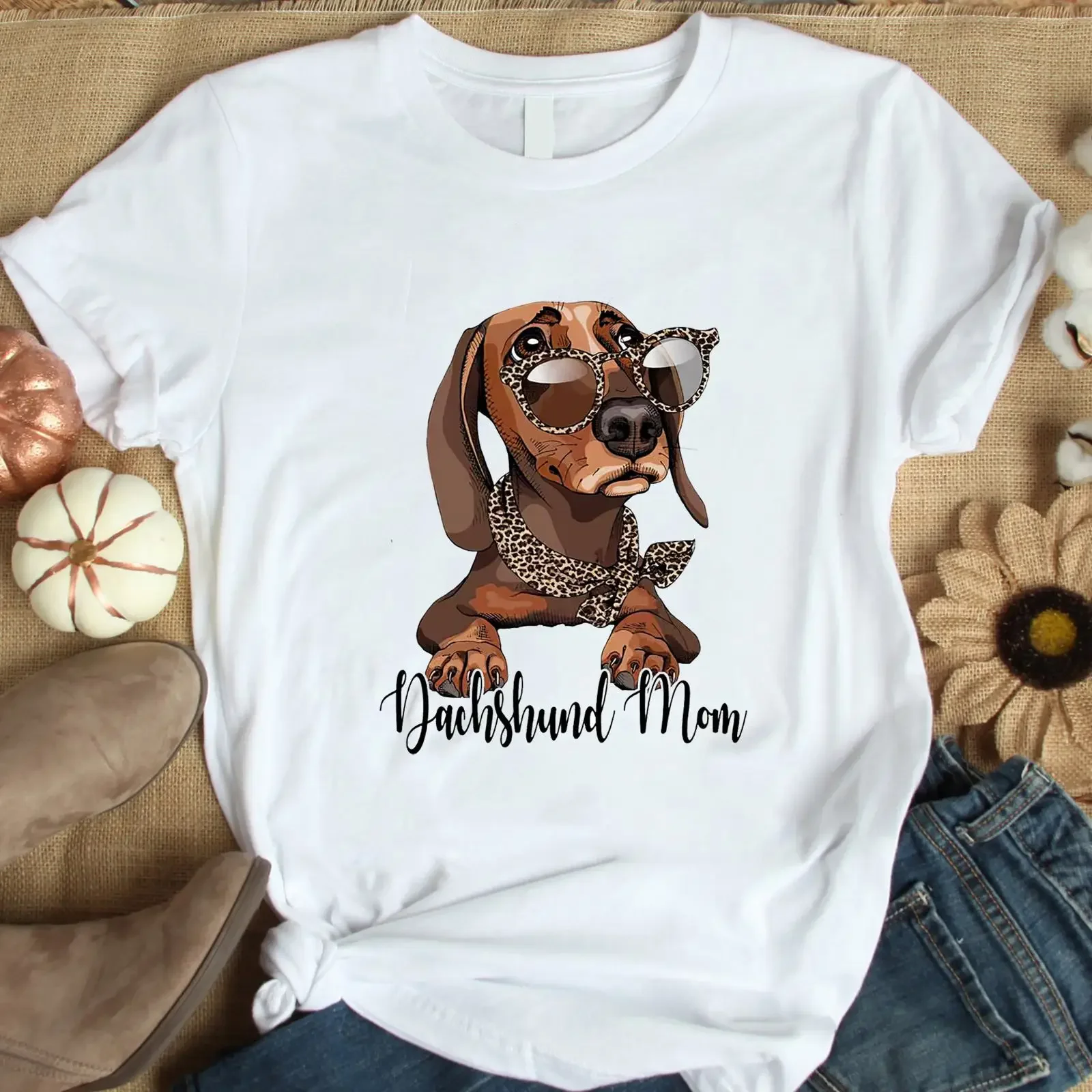 Dackel-Mama-Shirt für T-Liebhaber, Vintage-Stil, gewaschen, bequemes Oberteil für den Alltag, leicht dehnbar, stilvoll, Herren-Streetwear