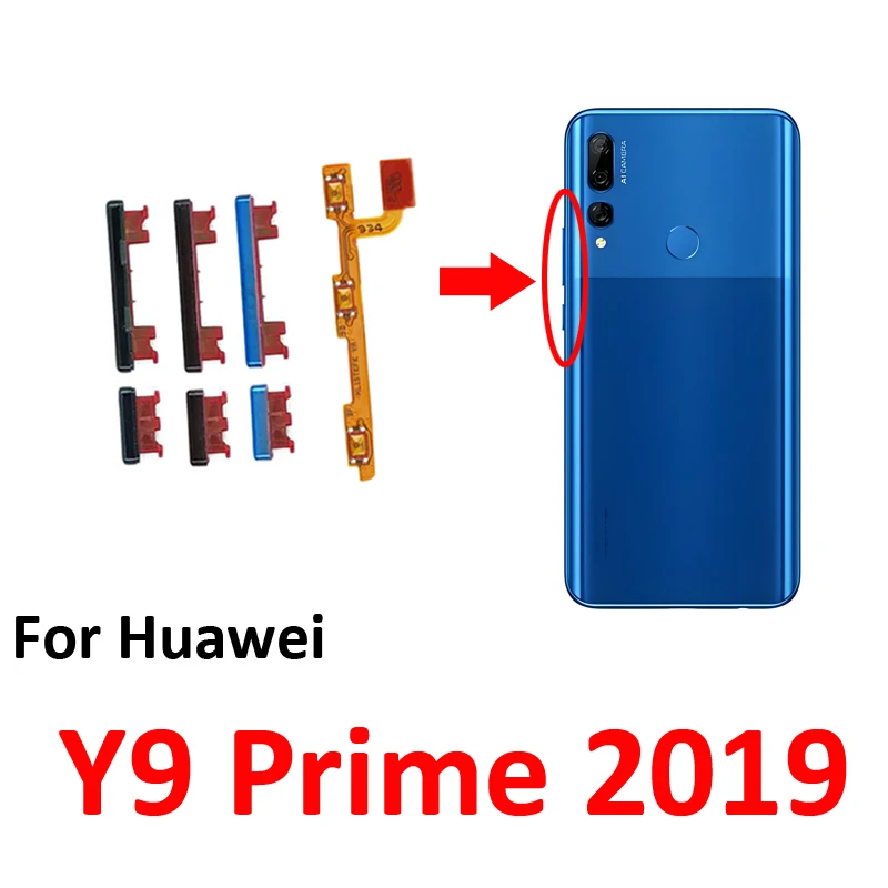 Phone Power Volume Button For Huawei Y9 Prime 2019 New On Off Up Down Key Internal Flex Cable Parts Black Green Blue image 2