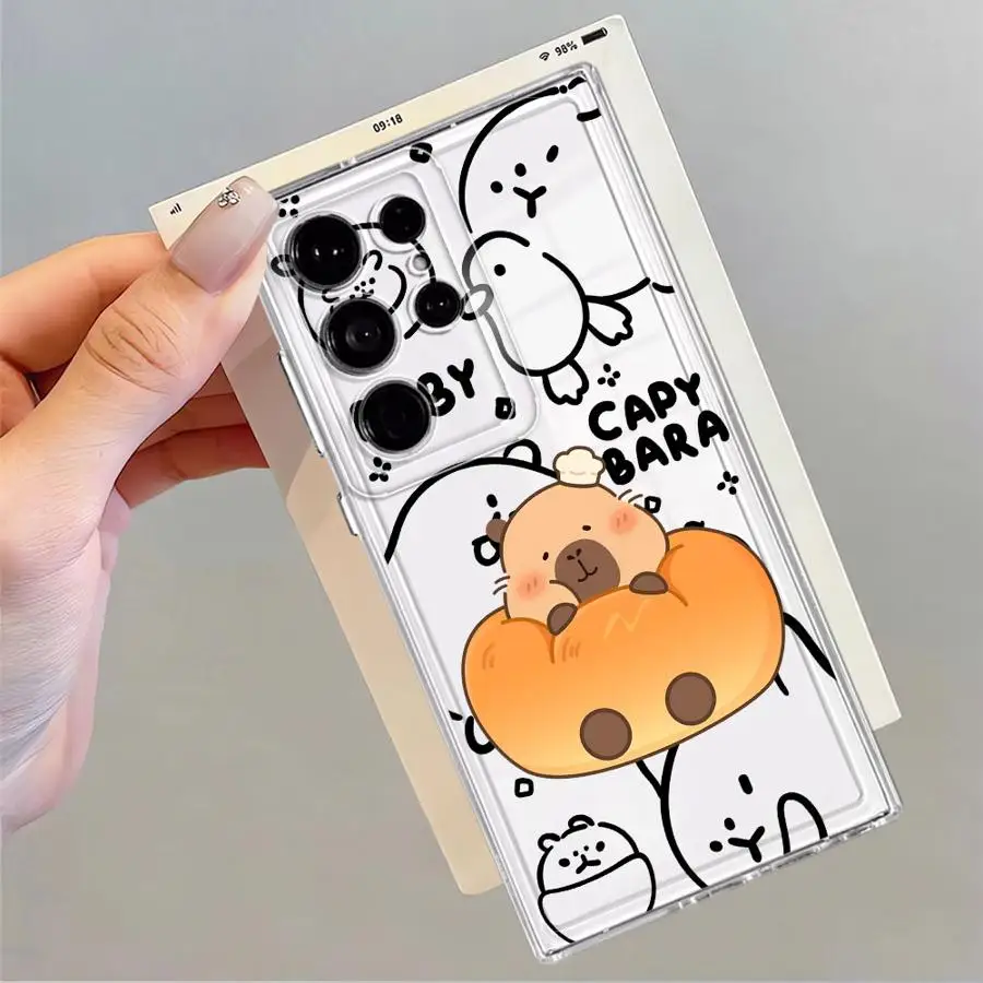 Casing Penutup Ponsel Lembut untuk Samsung Galaxy S21 S25 Edge Note 20 Ultra 10 S23 Ultra S20 Plus S24 S22 FE Caypabara Kartun