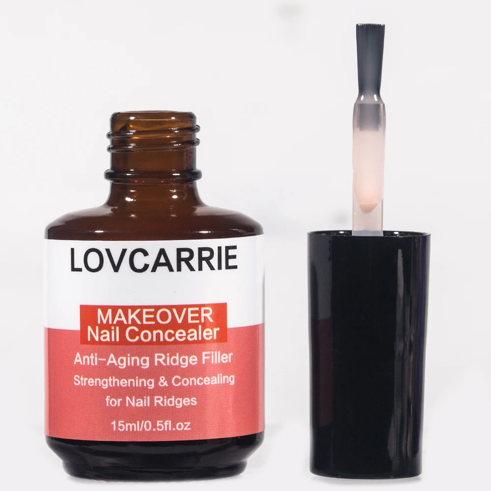 Lovcarrie คอนซีลเลอร์ทาเล็บ15มล. ปกติทาเล็บต่อต้านริ้วรอยแวววาวทำเล็บสีชมพูนู้ดแห้งเร็ว