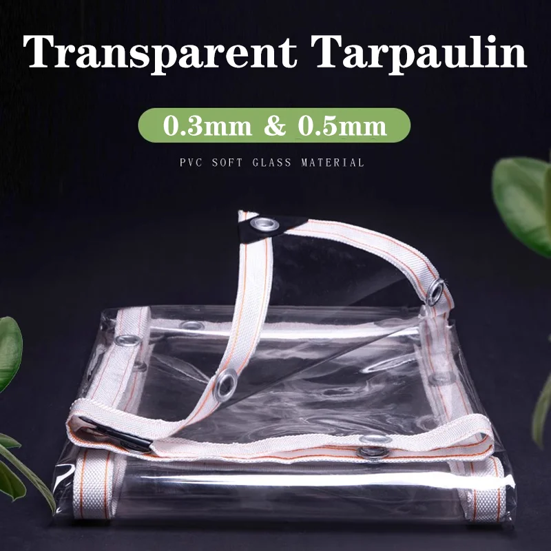 0.3mm Thick Outdoor Transparent Tarpaulin Garden Balcony PVC Rainproof Cloth Door Window Clear Tarps Waterproof Tarpaulin