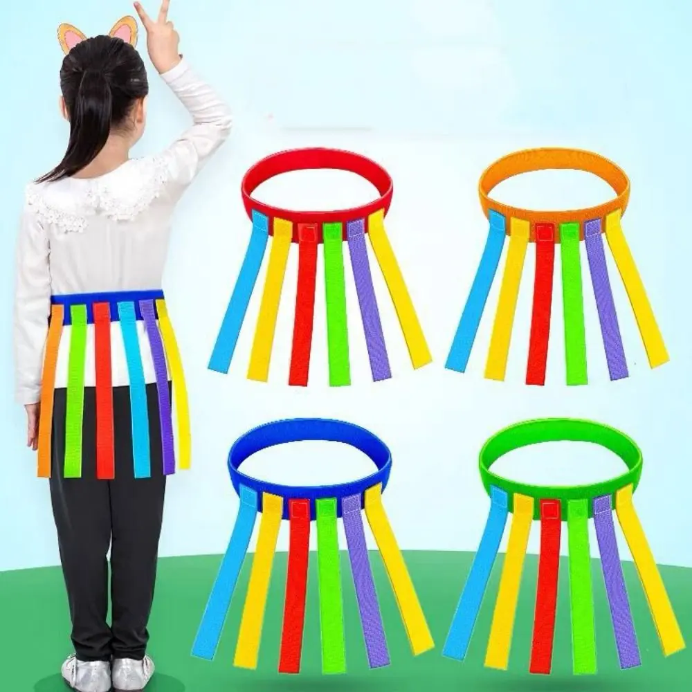 

Adjustable Funny Game Belt Bright Color Chasing Ribbon Tail Pulling Prop Waist Strap Webbing Buckle Belt