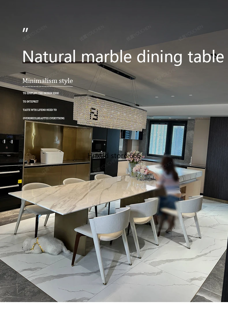 Italian minimalist natural marble jazz white dining table