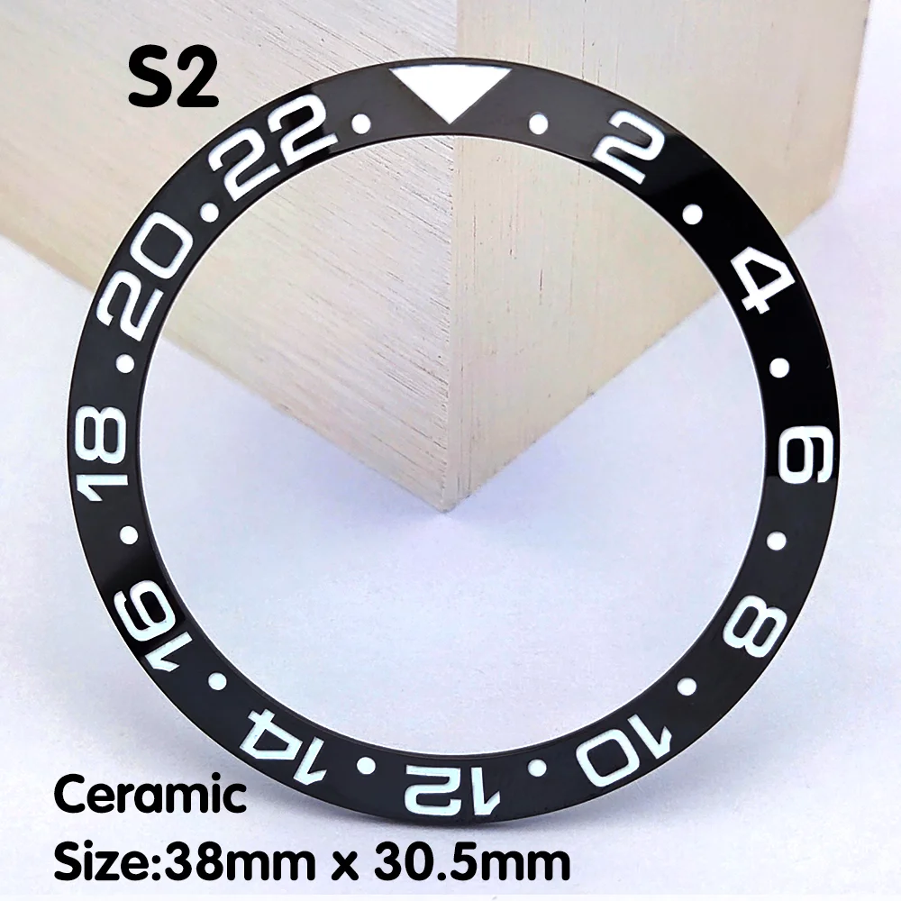 38mm Ceramic Bezel GMT Diving Bezel Watch Insert Fits 40mm Men\'s Watch Replacement Parts Watch Bezel Arabic Numerals Bezel