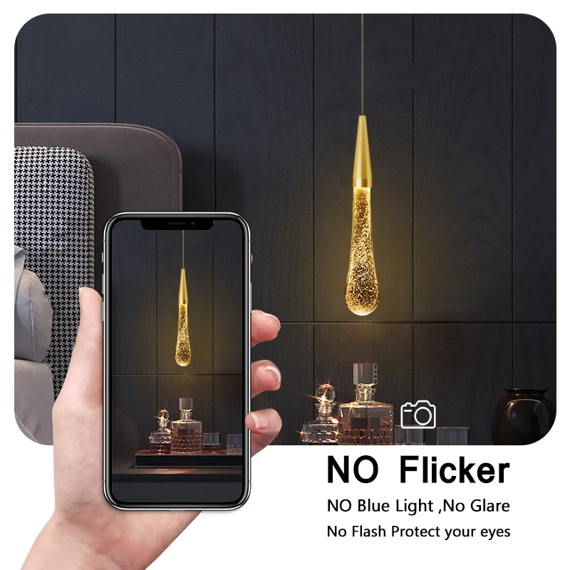 Nordic LED Pendant Light Acrylic Water Drop  Hanging Lamps For Home Bedside Living Room Decor Dining Tables Aisle Modern Lights