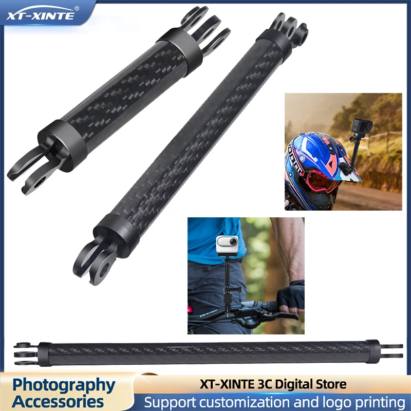 New Selfie Helmet Extension Arm Mount Tripod Adapter Carbon Fiber Aluminum for GoPro Hero 13 12 11 10 9 8 Bracket