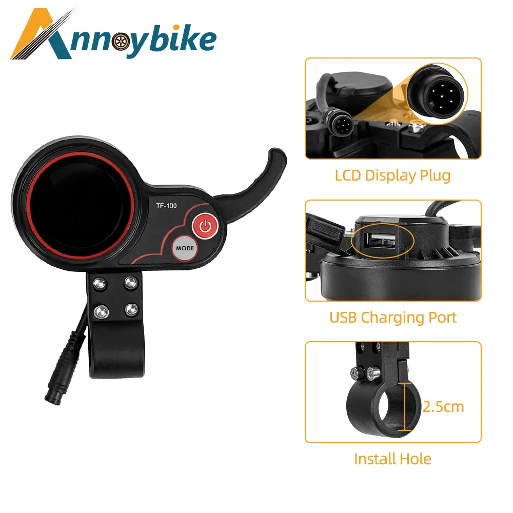 Electric Bicycle Controller With LCD Display 36V 350W500W 48V 800W1000W Electric Scooter 6 Pin Plug LCD Meter finger throttle