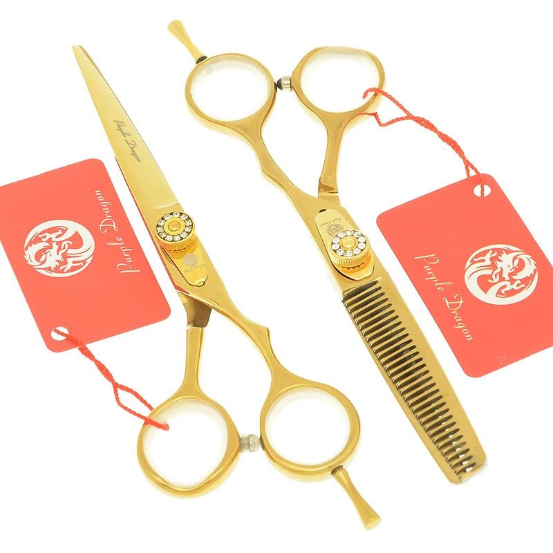 5,5" 6,0" Purple Dragon Professionelles Friseurscheren-Set mit Kamm, Haarschneidescheren, Effilierscheren JP440C A0068B