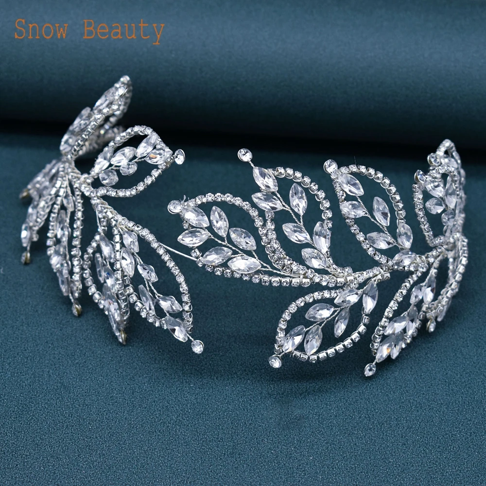 DZ017 Crystal Diadem for Bride Luxury Wedding Headband Rhinestone Pageant Headpiece Woman Head Jewelry Bridal Tiara for Party