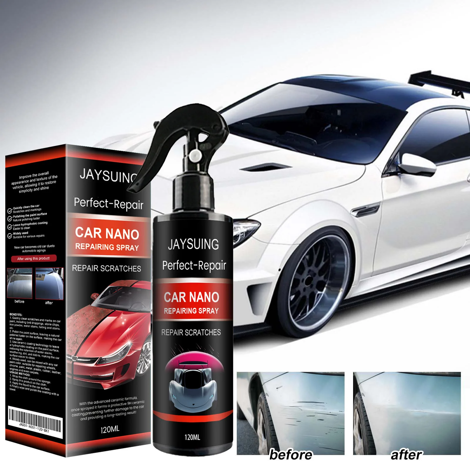 

Professional Ceramic Car Coating Spray - Hydrophobic Nano Polish for Paint Protection, Scratch Care Long-Lasting Shine (120ml)