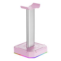 Headphone Bracket Display Rack RGB Backlight Head Mounted Stand Holder Desktop Organizer Vertical Bracket Hanger,Pink