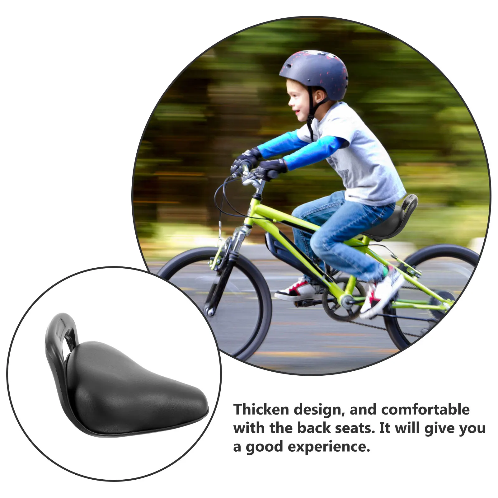 

Children Bicycle Seat Cushion Thickened Bike Rear Saddle High Elasticity Comfortable Durable Pu Steel Backseat For Adult