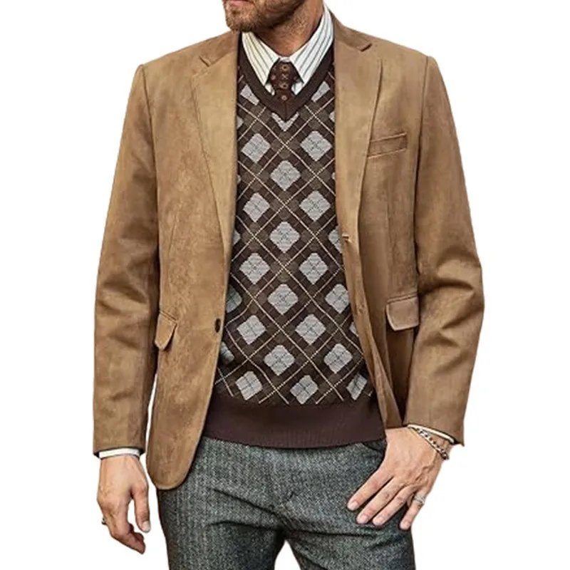 Traje clásico para hombre, chaqueta de traje informal Retro americana clásica Avant-Garde, marca de moda con temperamento para hombre