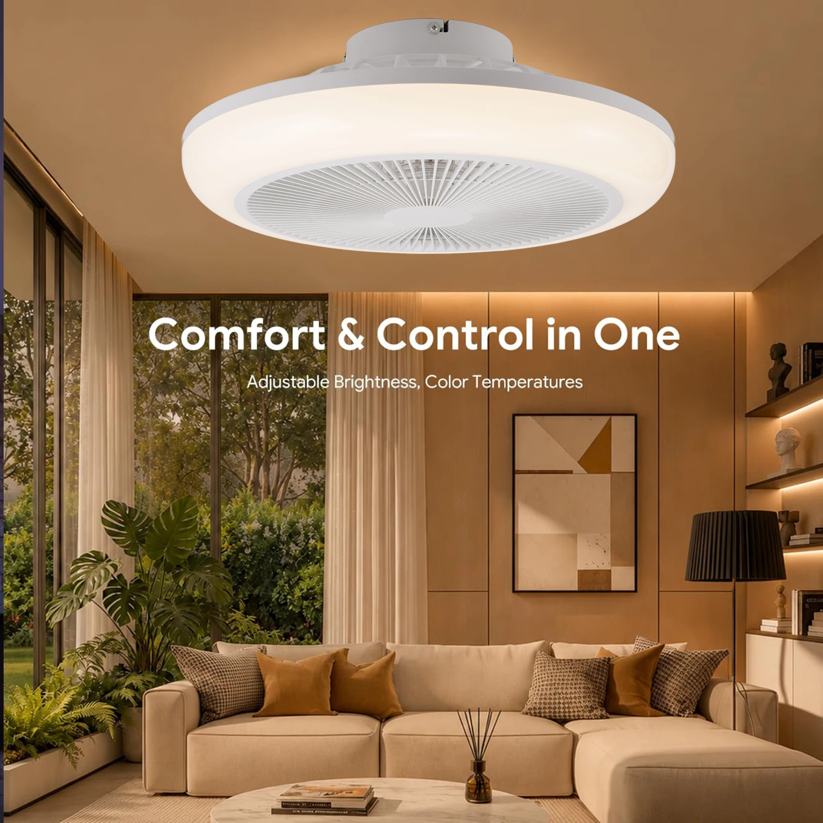 Simple Sealed Ceiling Fan with Light Safe Remote Controlled Dimmable Cool Led Electric Fan Lamp Modern Simple Room Decoration