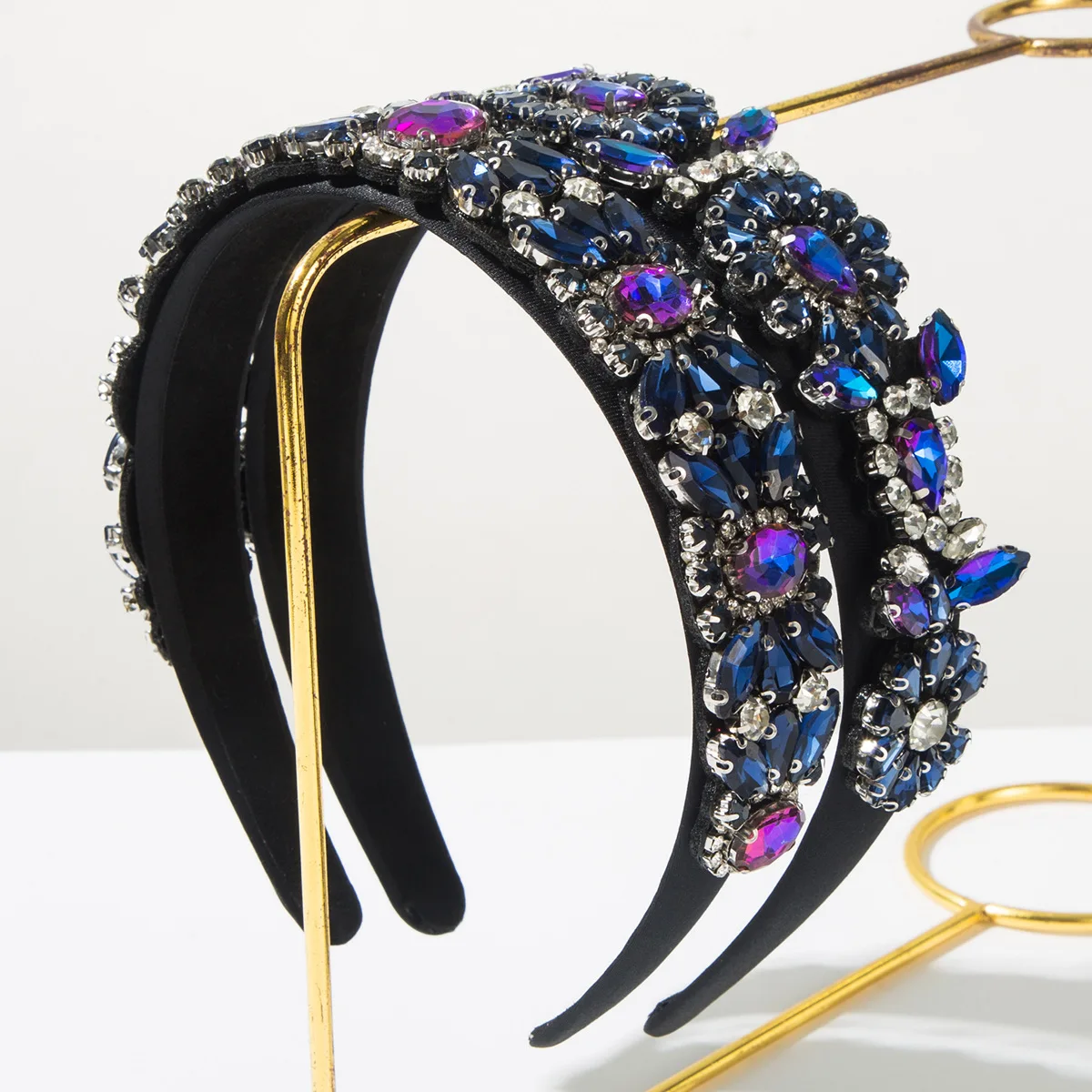 

New Baroque Style Fashion Diamond-Studded Wide Headband for Women Retro Heavy Craft Luxury Elegant Hairband