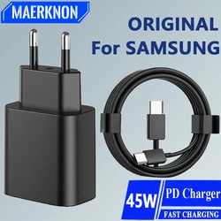 오리지널 45W PD 충전기, 삼성 갤럭시 S22 S23 울트라 노트 10 + 5G USB C 휴대폰 C타입 고속 충전 벽 어댑터