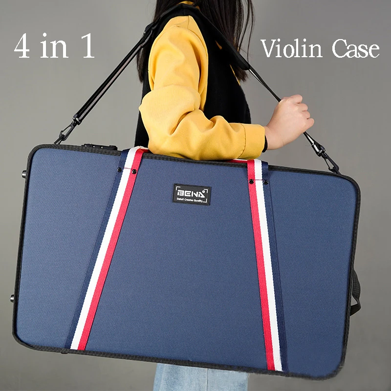 High Quality Lightweight Violin Case 4 in 1 Wooden Violin square Case with Double Straps Violin box Violin Accessories