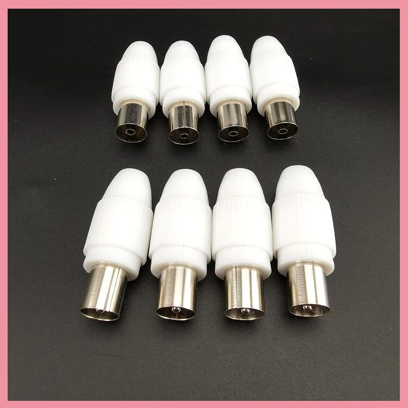 5/10pcs 75-5 Free Welding RF Television Male Female Connector Plug 9.5 TV RF Terminal Antenna Adapter White Colour B6