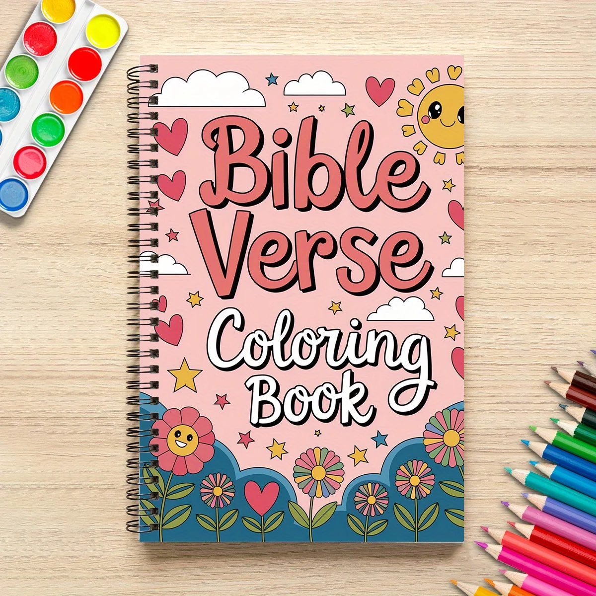 Quaderno da colorare con versetto della Bibbia, pagine da colorare spirituali cristiane, libro di attività artistiche dal design a colori morbidi, adatto per il rilassamento,
