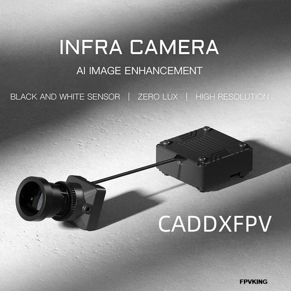 

CADDX Инфракрасная камера No-Light Ночная камера Аналоговый комплект VTx 0 Люкс Super WDR 1500TVL 120 ° Черно-белый датчик FOV для RC FPV Drone