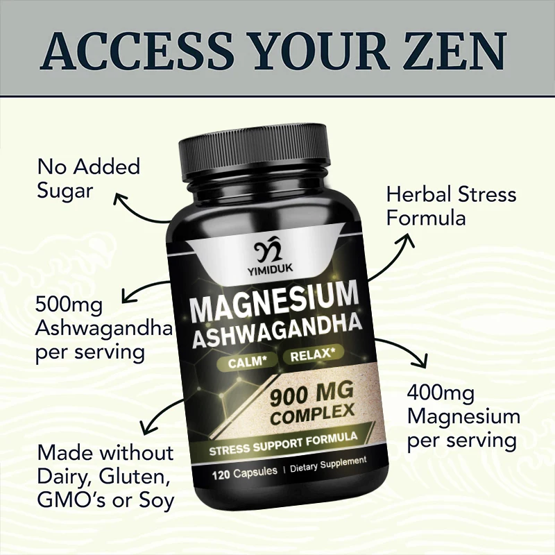 Magnesium Ashwagandha, Calming Magnesium Supplement For Adults | Relax, Rest, & Support Calm Mood, Muscle Health & Stress Relief