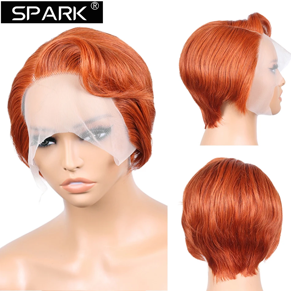 

Short Orange Pixie Cut Human Hair Wigs Women Colored T Part Lace Wig Cheap Blonde 613 Ombre Brown Brazilian Remy Hair Wig Allure