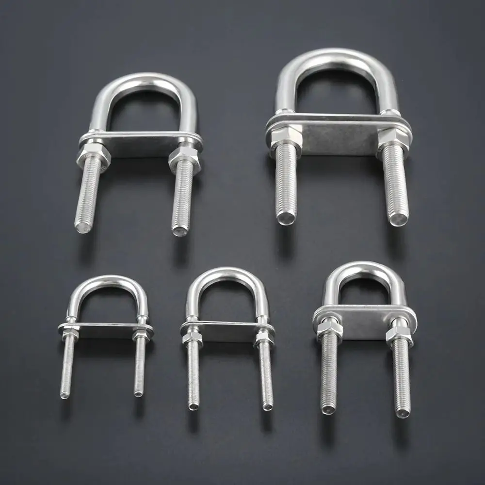 1Pcs New Bow Stern Marine U-bolt Metal 304 Stainless Steel Boat Hardware Screw Pads with Nut Eye Rope Rigging Yacht Accessories