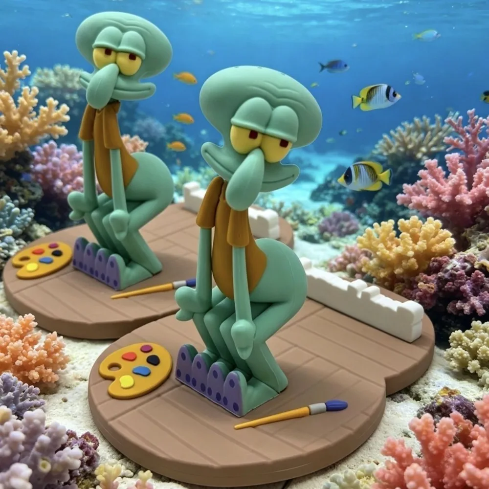 Neue SpongeBob Schwammkopf Serie Thaddäus Handyhalterung - Verrücktes, Abstraktes Praktisches Geburtstagsgeschenk Anime-Figur Cosplay-Spielzeug