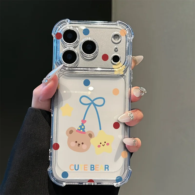 Clear Cartoon Bear Star Phone Case For Samsung Galaxy A56 A55 S24 S26 S25 Plus S23 Ultra A57 A36 A17 A27 A37 A07 Bumper Cover