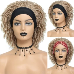 Dreadlock Headband Wigs for Black Women UPJOY Soft Short Twist Wig Synthetic Braided Wigs with Headband Attached Faux Locs Wigs