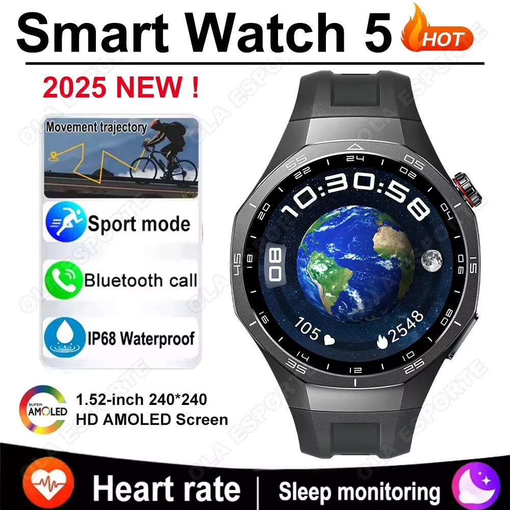 

Новые умные часы 2026 года для мужчин: AMOLED-экран, GPS-трекинг, измерение пульса, Bluetooth-звонки, NFC, компас, водонепроницаемые смарт-часы для Android и iOS