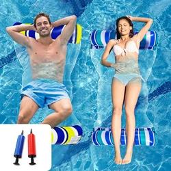 2 Pack Inflatable Floating Hammock, 4 in 1 Adult Pool Float, Inflatable Pool Mattress, with 2 Manual Air Pump, for Beach Party
