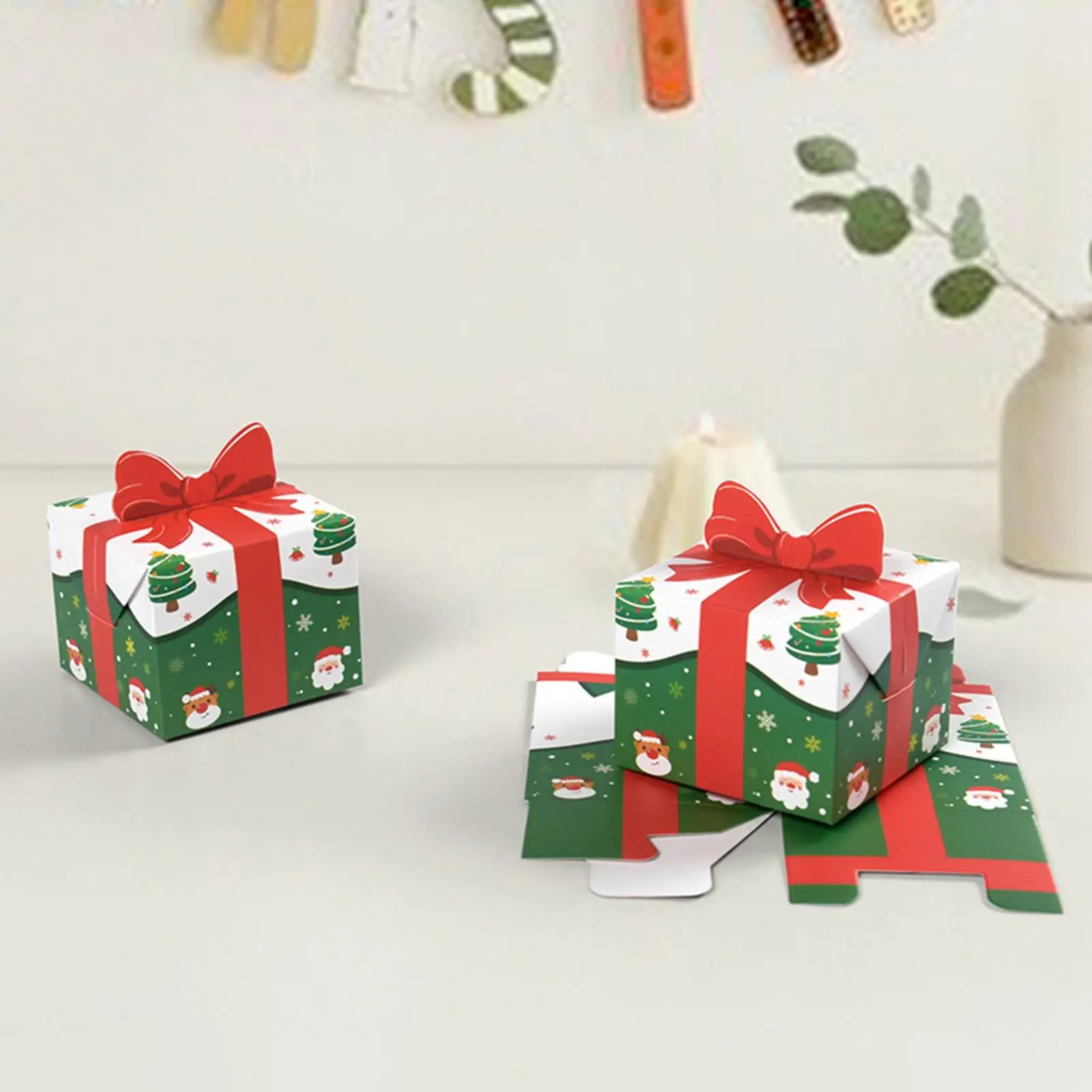 Bolsas de golosinas navideñas, contenedor plegable portátil, bolsas de golosinas navideñas para chocolates, galletas, magdalenas, brownies, aperitivos