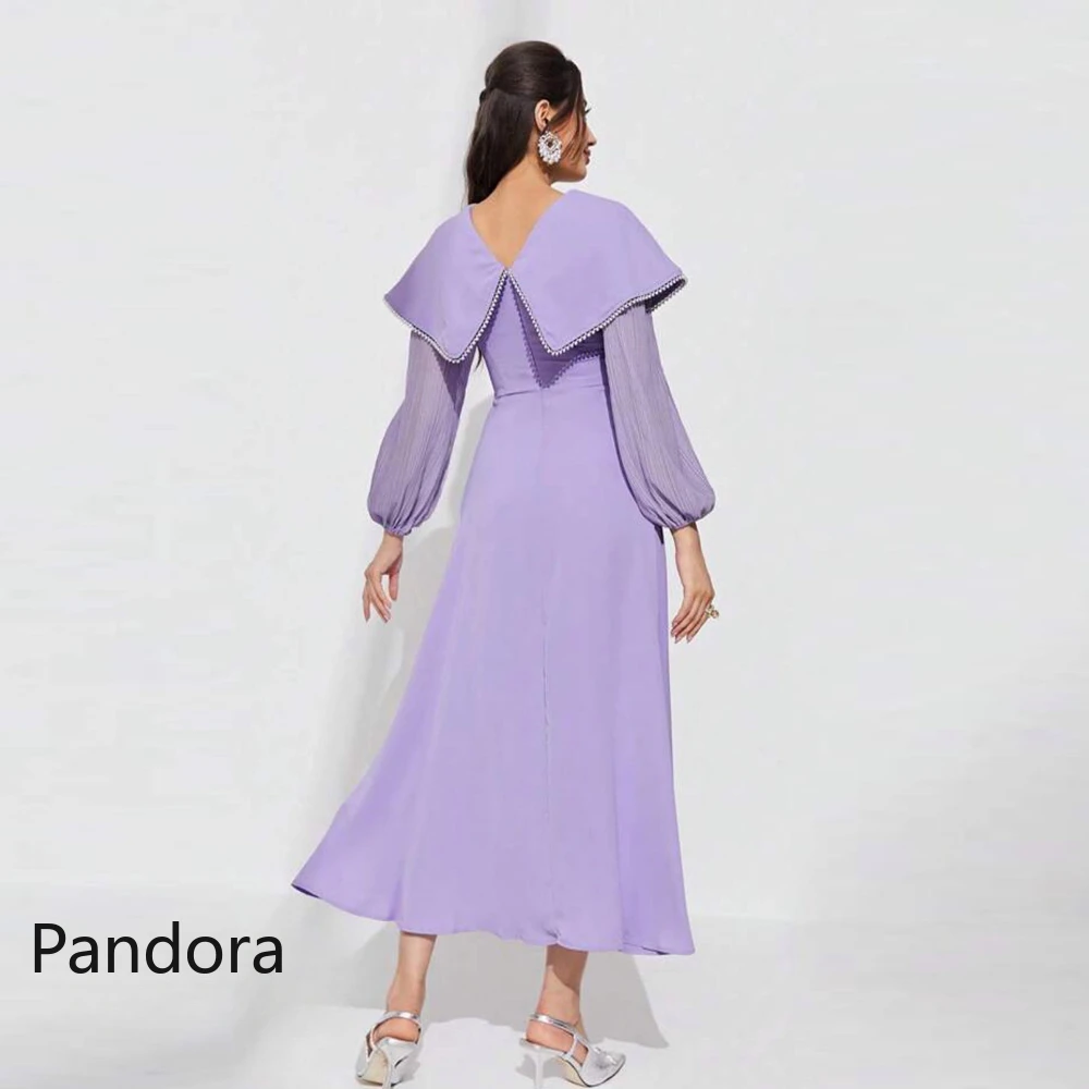 Pandora V-Neck line Prom Dress Long Sleeves Evening Gown With Ankle Length Summer Women Wedding Party Dress2024