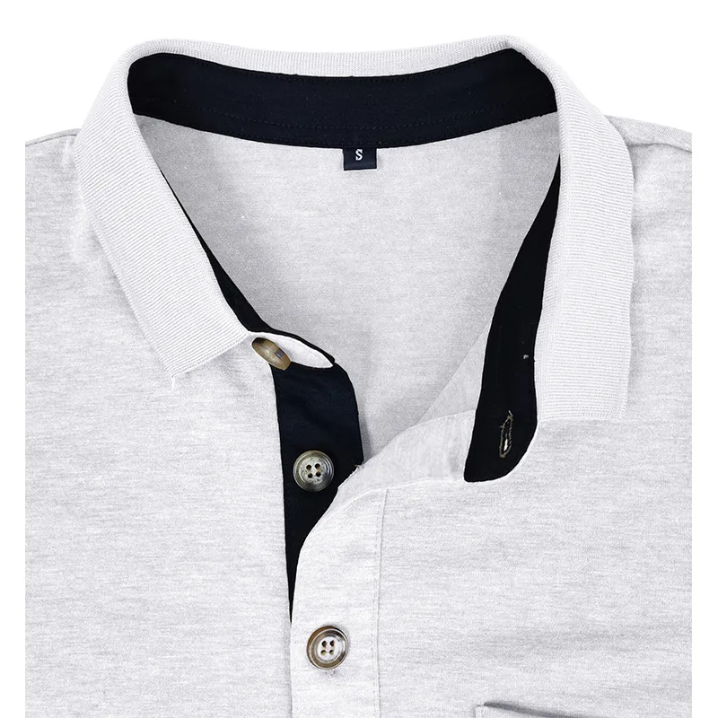 Frühling Trend männer Langarm Casual T-shirt Solide Revers Button Up Pullover Tops Herbst Drehen Unten Kragen Bodenbildung Polo-Shirt – Detail 18