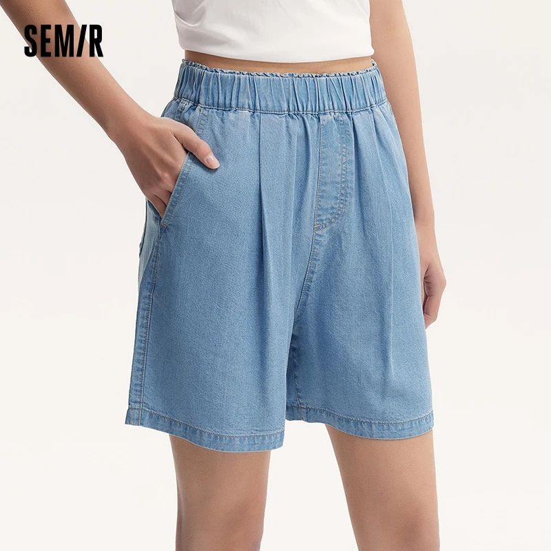 Semir Jeans Women Loose-Fit Simple And Versatile Casual Style 2024 Summer New Arrival Elastic Waistband Soft Denim Shorts