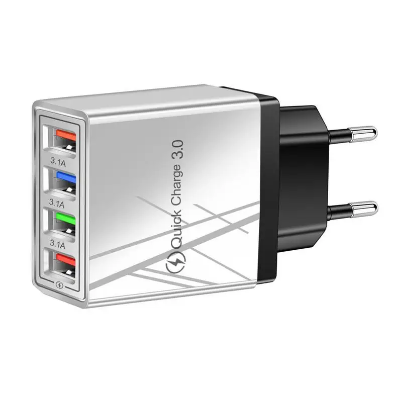 USB Charger Head 4 Port Charging Adapter USB Wall Charger Multiport 3.0 Fast Charging Block For All USB Charging Devices