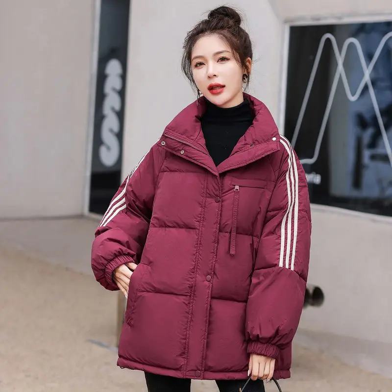 

2023 Winter New Korean Edition Down Cotton Coat Fashion Thickened Stand Up Neck Casual Warmth Snow Jacket Women's Sports Coat