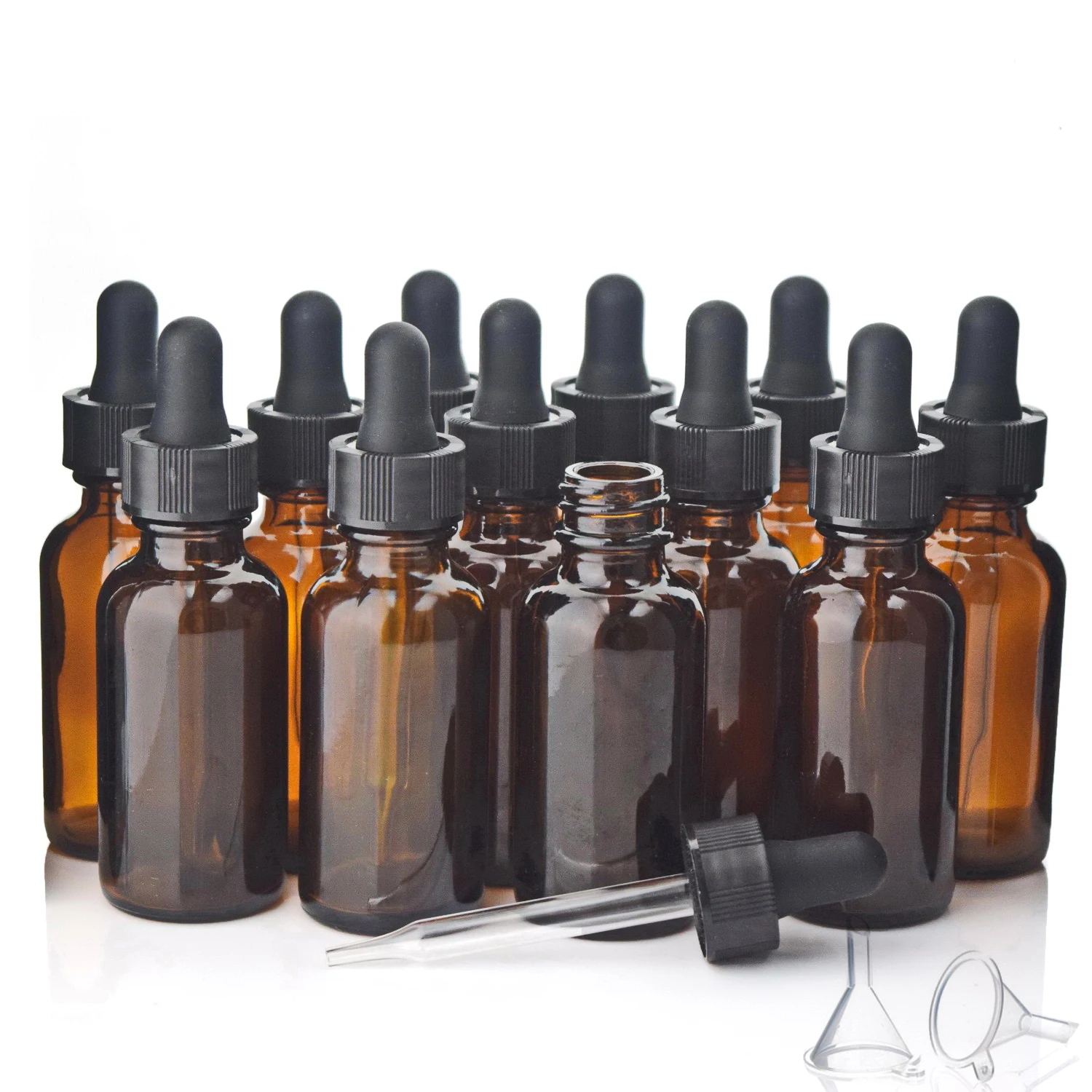 Amber Glass Tincture Bottle, Travel Refillable Cosmetic Eye Dropper Bottles for Reagent Essential Oil Lab Chemicals, 12pcs 30ml