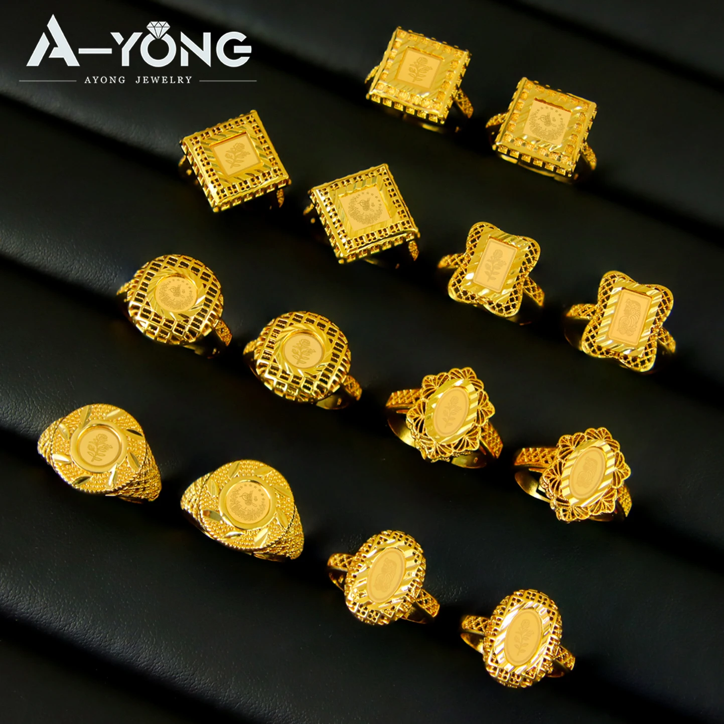 Algeria Bridal Vintage Rings 21k Gold Plated Adjustable Turkish Wedding Vintage Coins Ring Nigeria Classic Women Wedding Jewelry