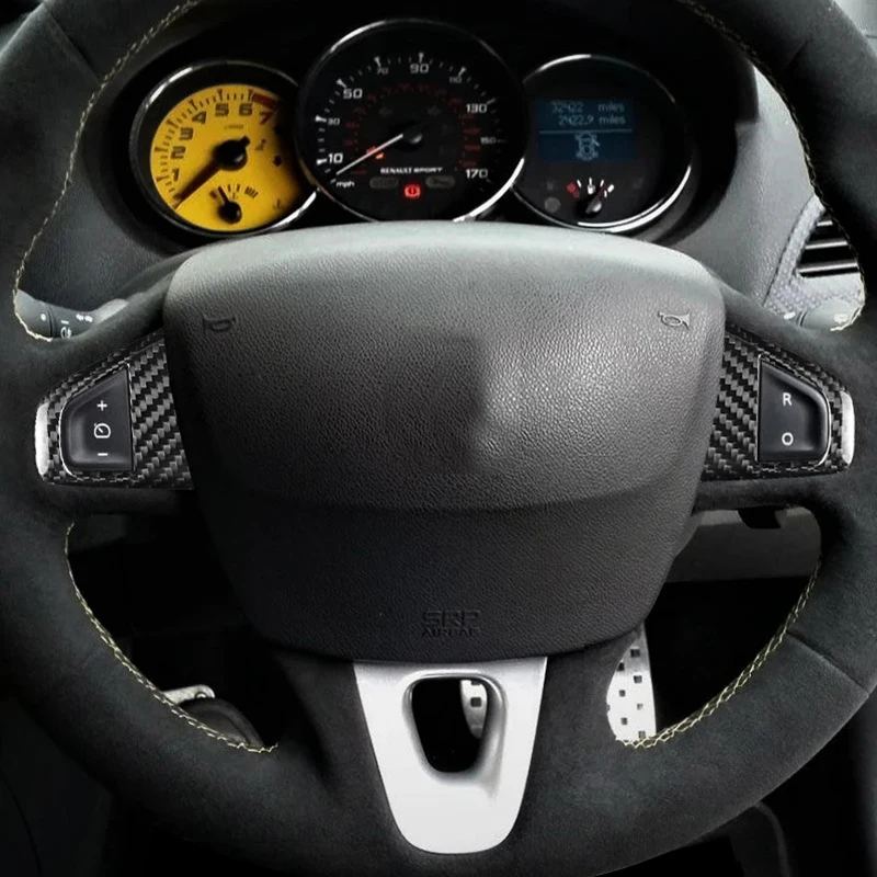 ألياف الكربون الحقيقية لرينو ميجان 3 فلوينس RS المناظر الطبيعية الخلابة 2009 2010 2011 2012 2013 2014 2015 عجلة توجيه سيارة لوحة ملصقات #2