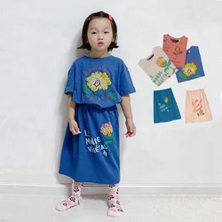 Girl Clothing Sets Children Short Sleeve T-shirt+Skirt 2Pcs Suit Baby Costume For Kids Clothes 2023 Summer Outfits