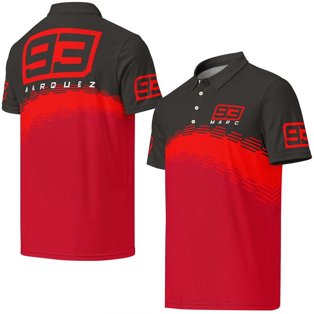 Men's Marc Marquez 93 Racing Polo Shirt Oversized Breathable Sports Casual Short Sleeve T-Shirts Motorcycle Biker Fan Tops 6XL